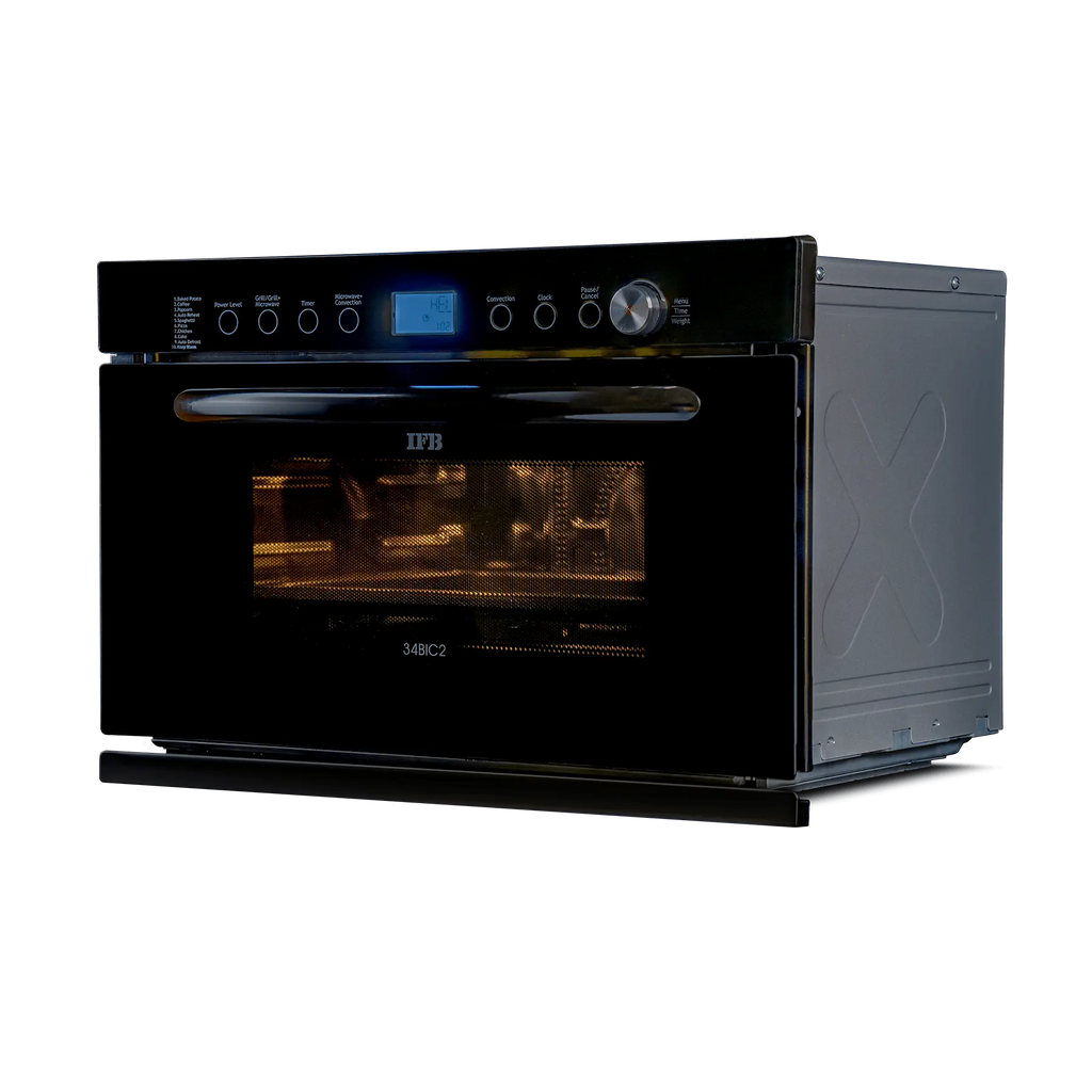 IFB 34BIC2 34 L Built-in Convection Microwave Oven | Auto Cook Menus, Multi-Stage Cooking, Auto Defrost & Reheat | Oil-Free Healthy Cooking | Black | 1 Year Product Warranty + 3 Years on Magnetron & Cavity