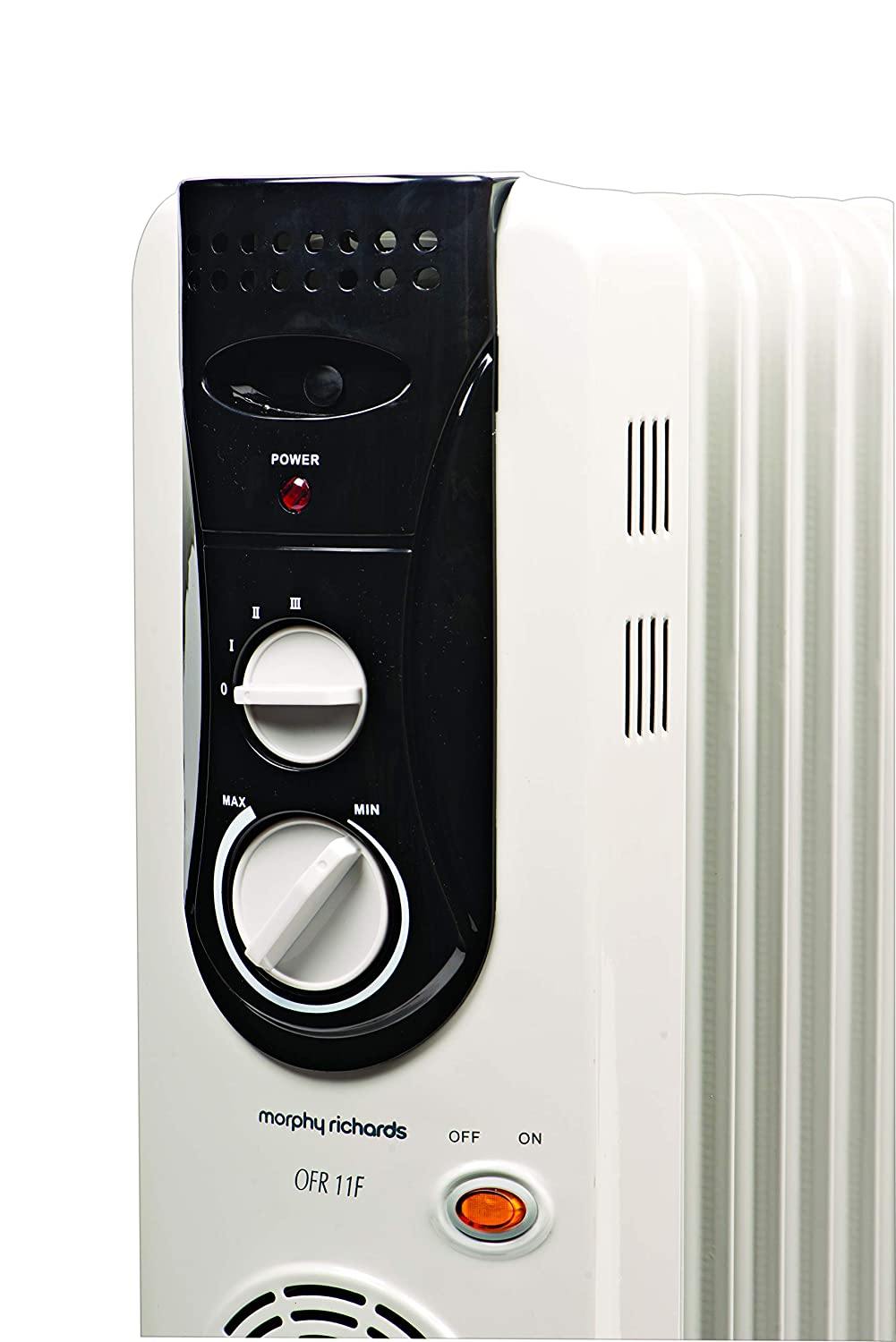 Morphy Richards OFR 11F 2900W Oil Filled Radiator Room Heater with 11 Fins, PTC Fan Heater, Adjustable Thermostat, Castor Wheels & 2-Year Warranty – ISI Certified