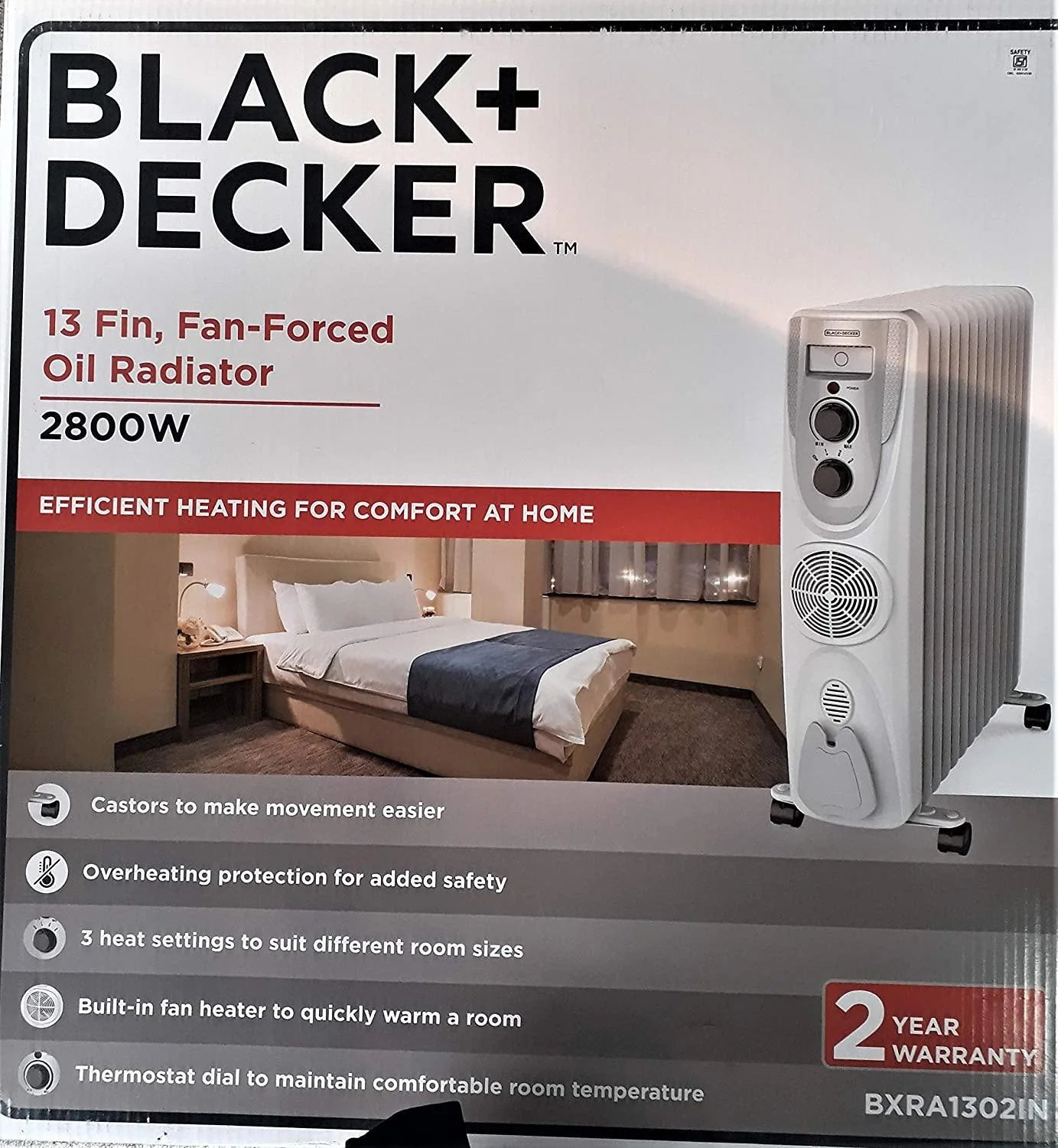 Black & Decker BXRA1302IN 13 Fin Oil Filled Room Heater (2800 watt) With PTC fan Heater