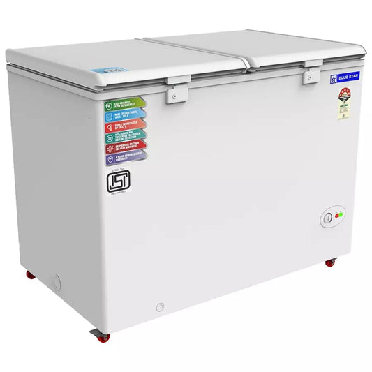 Blue Star CF5-330NEYW 300L Double Door 5 Star Deep Freezer – Energy Efficient, Rust-Proof, Commercial & Home Use | Suraj Electronics