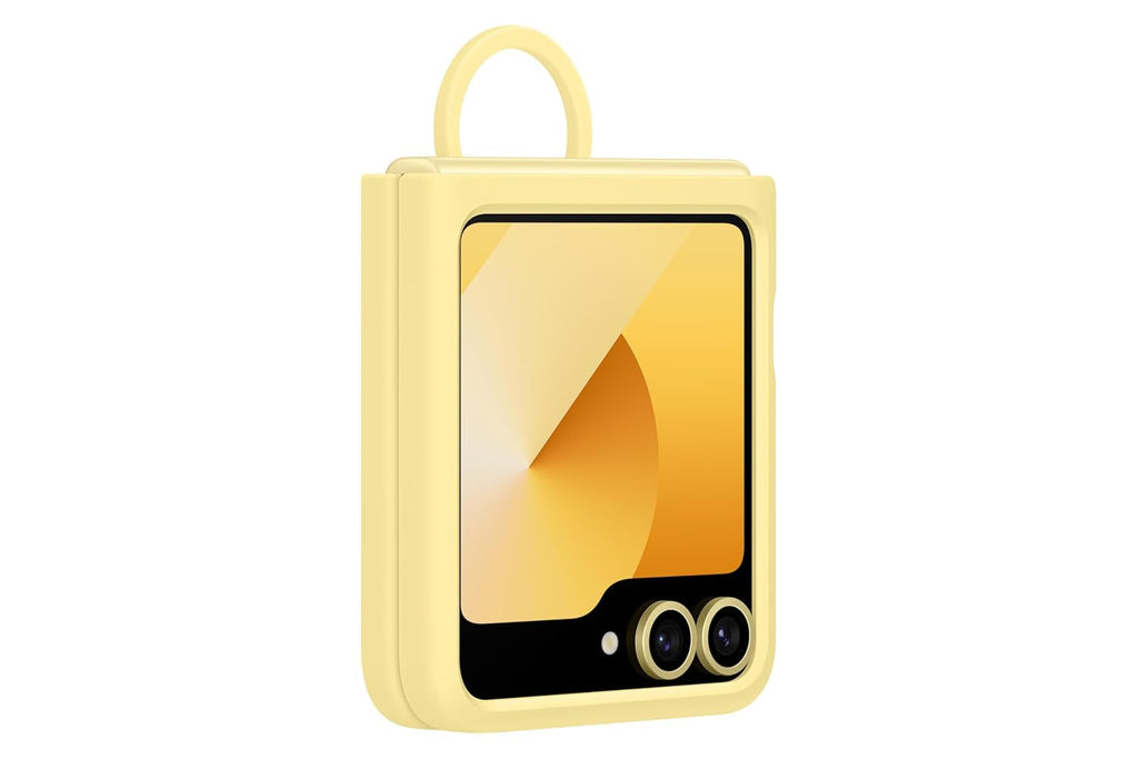 Samsung Galaxy Z Flip6 Silicone Case Yellow | Slim Soft-Touch Design | Built-In Ring Grip | Suraj Electronics Delhi NCR