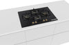 Bosch PNI7B6G20I 75 cm Built-in Gas Hob – 4 Burner, Full Brass 3D Ring Burners, Auto Ignition, Tempered Glass, Cast Iron Pan Supports, Black