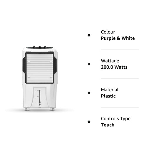 Crompton Optimus 65 Desert Air Cooler | 65 L Tank | Everlast Pump | Large Ice Chamber | Humidity Control | Suraj Electronics Delhi NCR