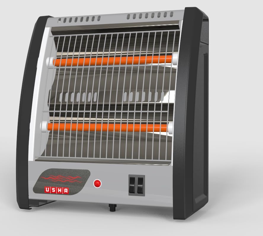 Usha QH 4302N 800-Watt Quartz Room Heater with Tip-Over Protection, Dual Heat Settings & Low Power Consumption – Grey