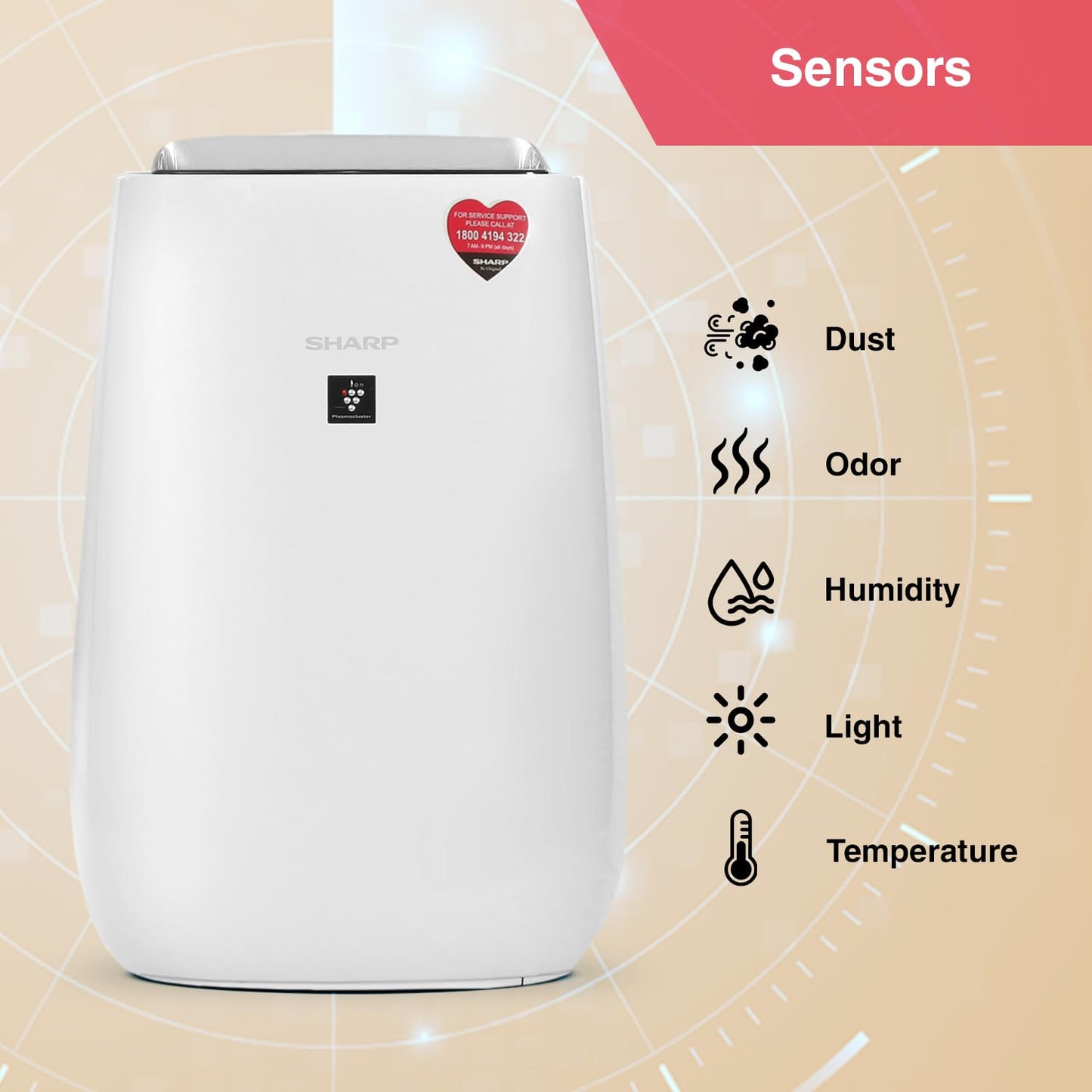 SHARP FP-J52M-W Air Purifier for Home | Wi-Fi Connectivity, HEPA, Carbon & Pre Filters, PM 2.5 Display | Real Time Indicator for Air Quality, Temperature, Humidity, Filter Life and Change Indicator