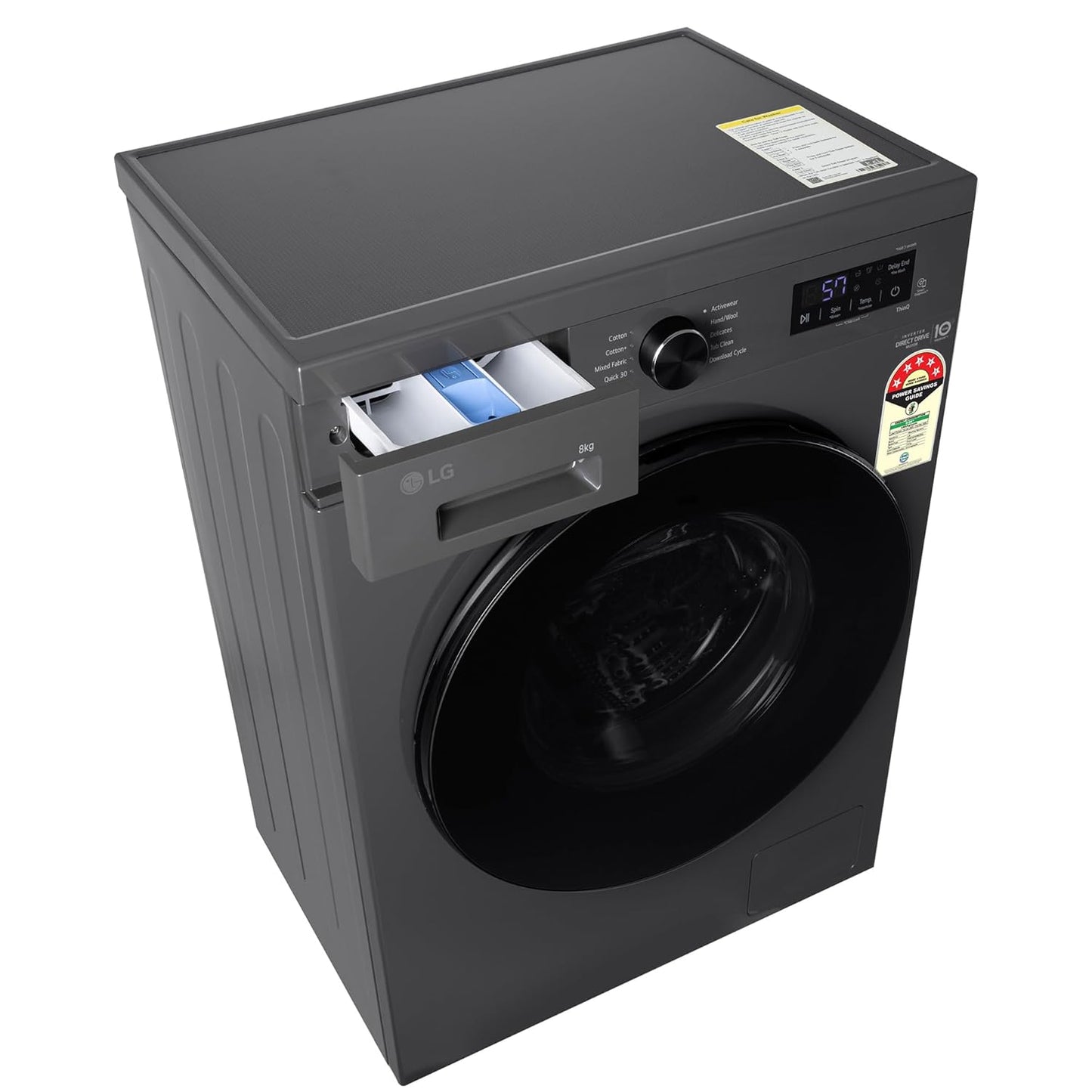LG FHB1208Z2M 8KG Front Load Washing Machine, Inverter Direct Drive, Middle Black