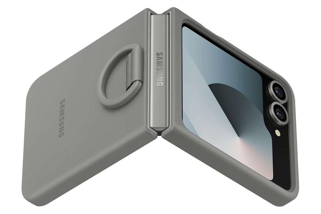 Samsung Galaxy Z Flip6 Silicone Case (Gray) | Slim Soft Touch Ring Grip | Suraj Electronics Delhi NCR