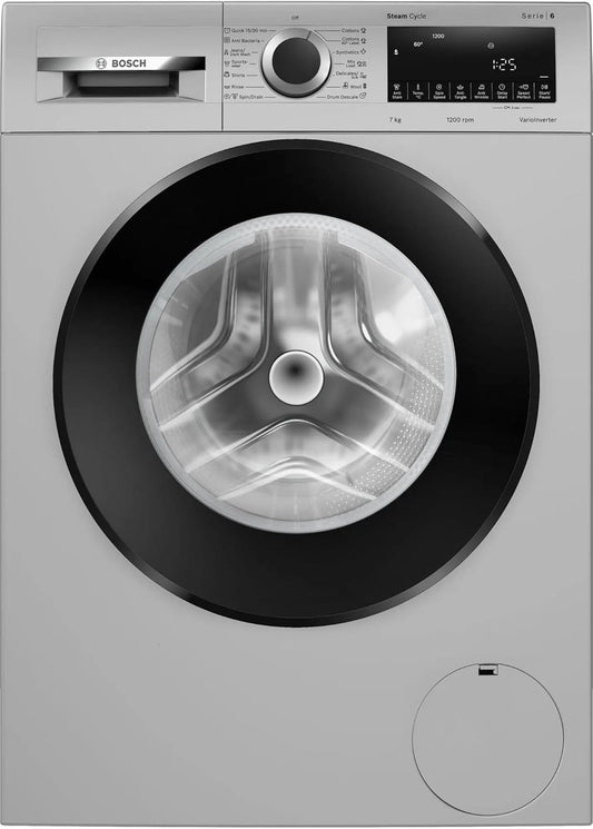 Bosch WGA1220SIN 7 Kg 5 Star Front Load Washing Machine with In-Built Heater, Anti-Stain, SpeedPerfect – Silver