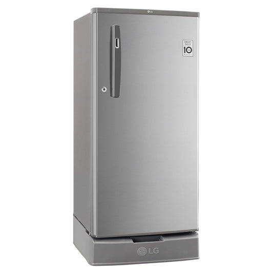 LG GL-D199OPZD 185 L Direct Cool Single Door 3 Star Refrigerator with Base Drawer with Fast Ice Making (Shiny Steel)