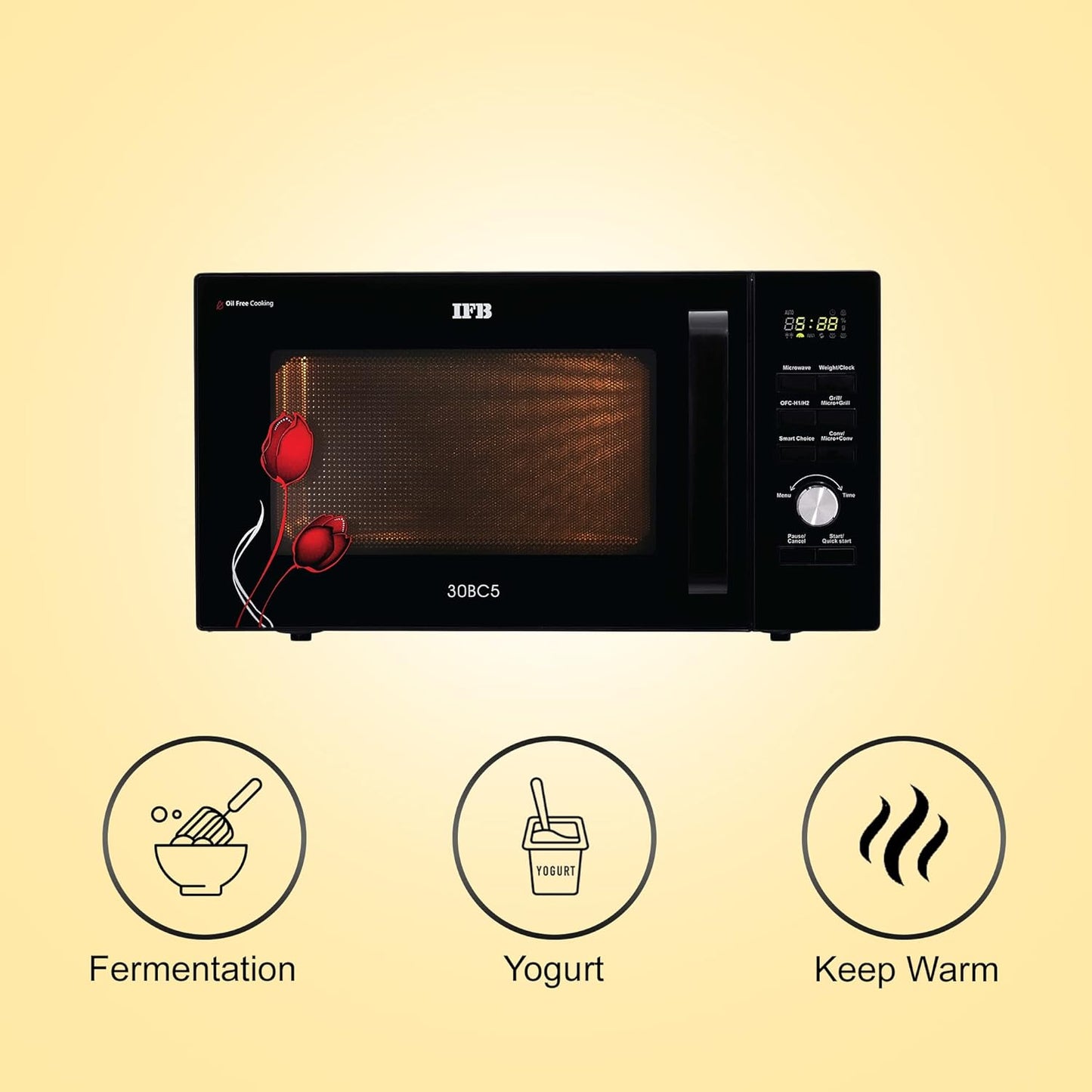 IFB 30BC5 30 Litre Convection Microwave Oven Air Fry and Dual Heaters| Oil-Free Cooking | Steam Clean | 22 Auto Cook Menus | Black | Buy Online at Suraj Electronics