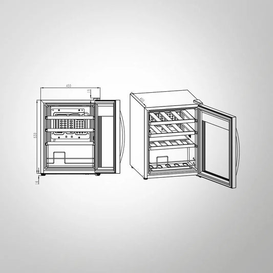 Kaff WC 48 TH BW 16-Bottle Free Standing Wine Chiller with Thermoelectric Cooling & Touch LED Display – Black Glass Door