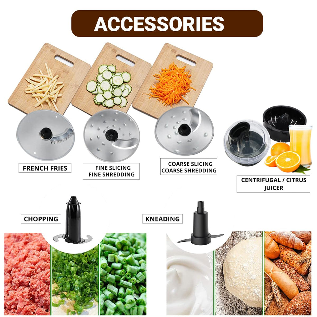 Inalsa INOX 1200W Food Processor with Mixer Grinder & Juicer | 2.5L Bowl, 3 Jars, 12 Attachments, Copper Motor – Black/Silver