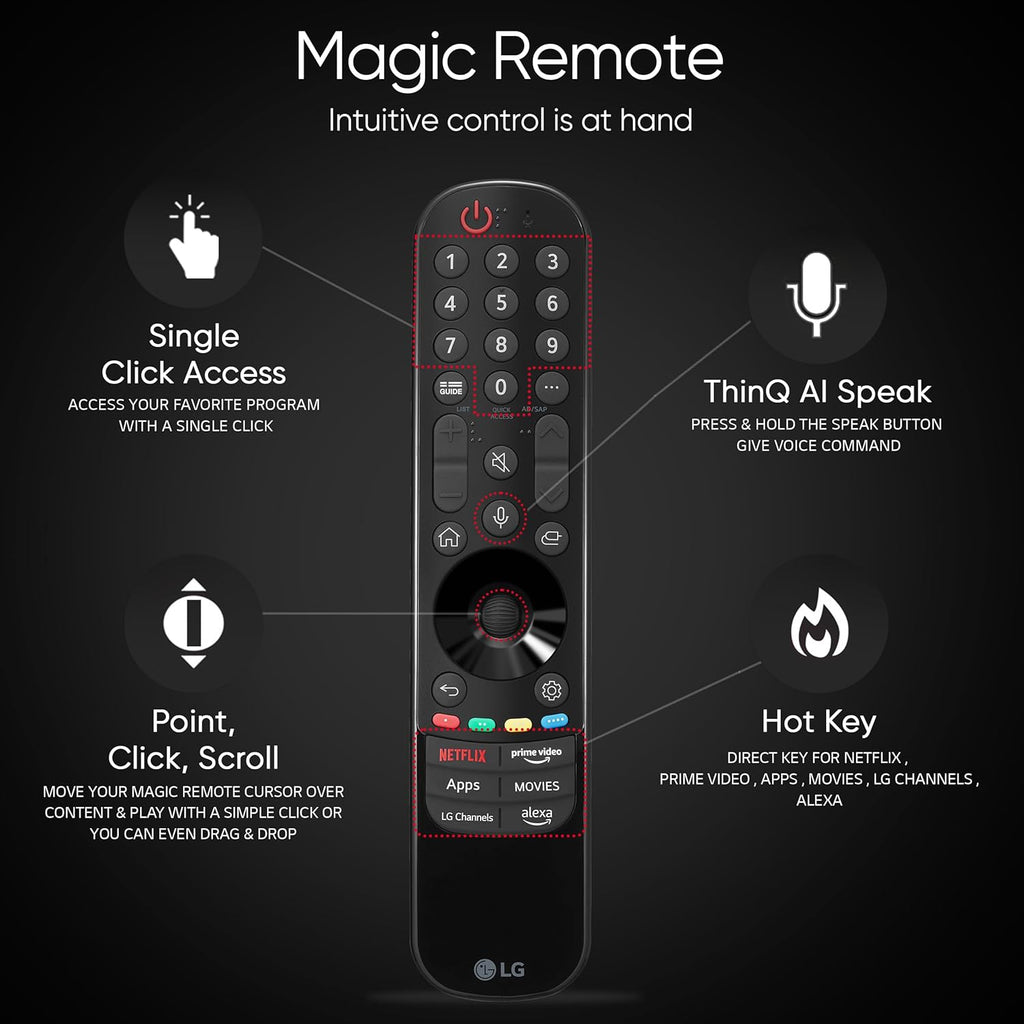 LG 65QNED90T6A 65 Inch 4K Ultra HD Smart MiniLED QNED TV | α8 AI Processor | Dolby Vision & Atmos | 120Hz Refresh Rate | Magic Remote