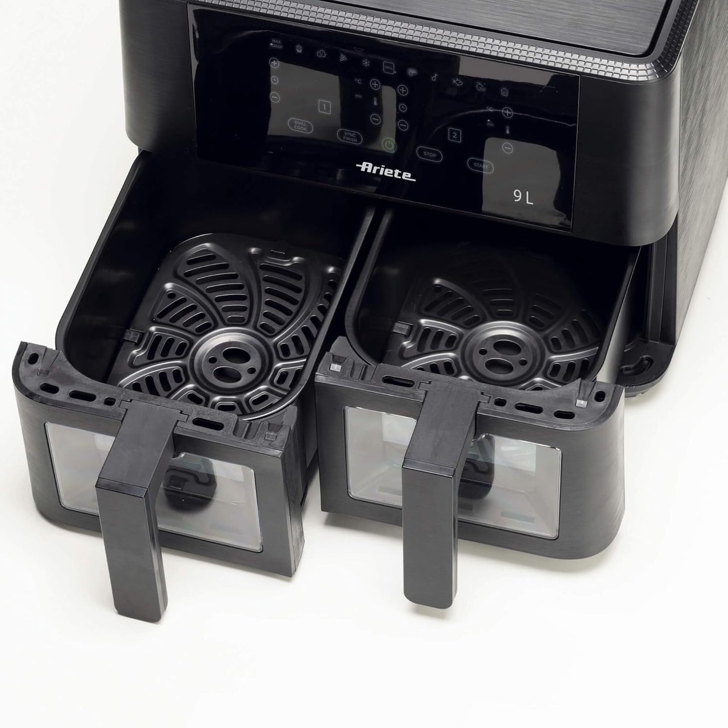 Ariete 4631 Double Air Fryer 9L (2400W) with Dual Basket, 11 Cooking Programs, BPA-Free, Oil-Free Healthy Frying, Touchscreen Panel – Black | Suraj Electronics