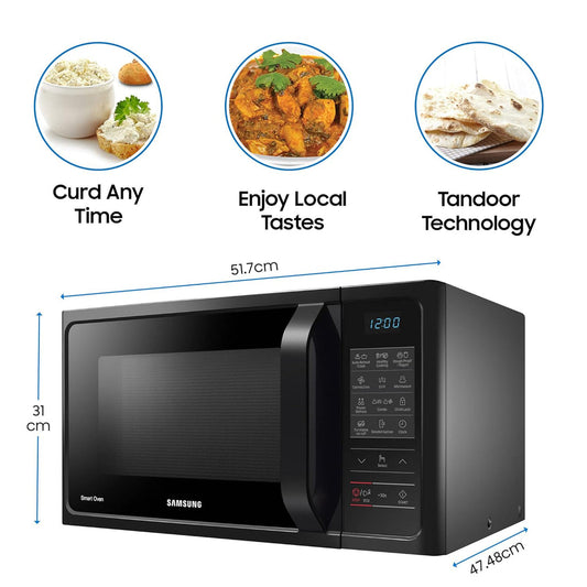Samsung MC28A5013AK/TL 28L Convection Microwave Oven (Black) – Curd Making, Grill, Auto Cook, Ceramic Enamel Cavity