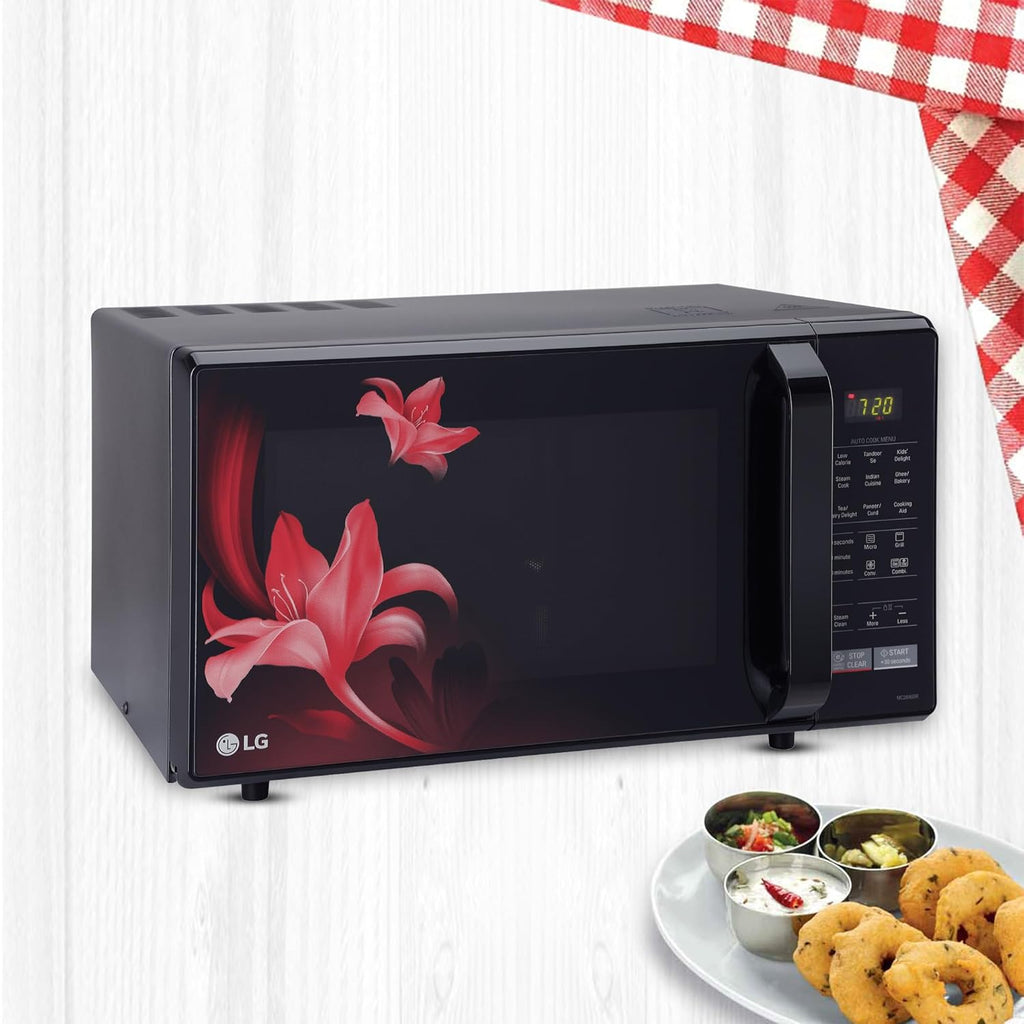 LG MC2846BR 28 L Convection Microwave Oven – Black, 251 Auto Cook Menu, Stainless Steel Cavity, Ghee in 12 Mins, Quartz Heater