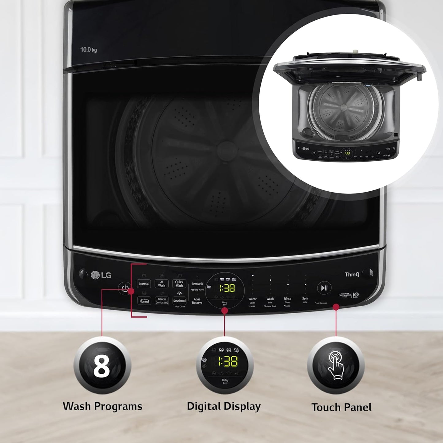 LG THD11NWM 11 Kg 5 Star Inverter Wi-Fi Fully-Automatic Top Load Washing Machine ( Middle Black, AIDD Technology)