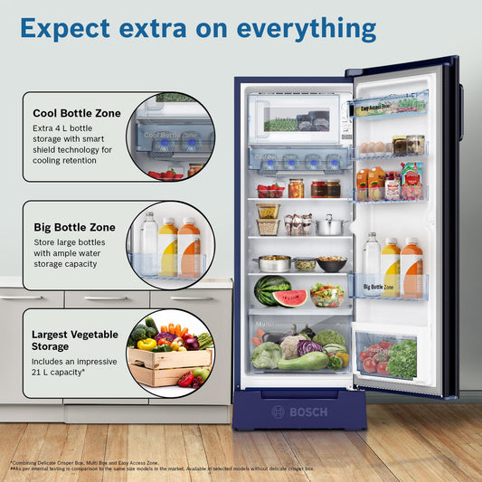 Bosch CST22U14PI Single Door Refrigerator 226L Inverter (Dark Lake)