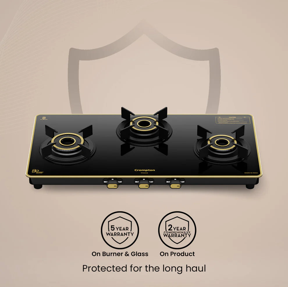 Crompton Oressa CKT-ORR723-MSB 3 Burner 72 cm Slim Glass Cooktop