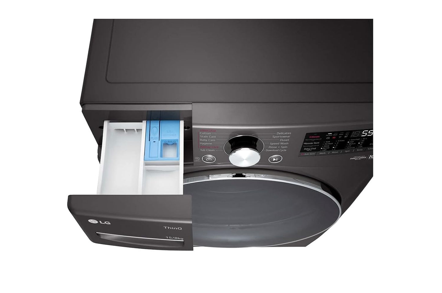 LG FHD1508STB Front Load Washer-Dryer with AI Direct Drive, Turbowash, Steam and ThinQ (15/8 kg, Black VCM)