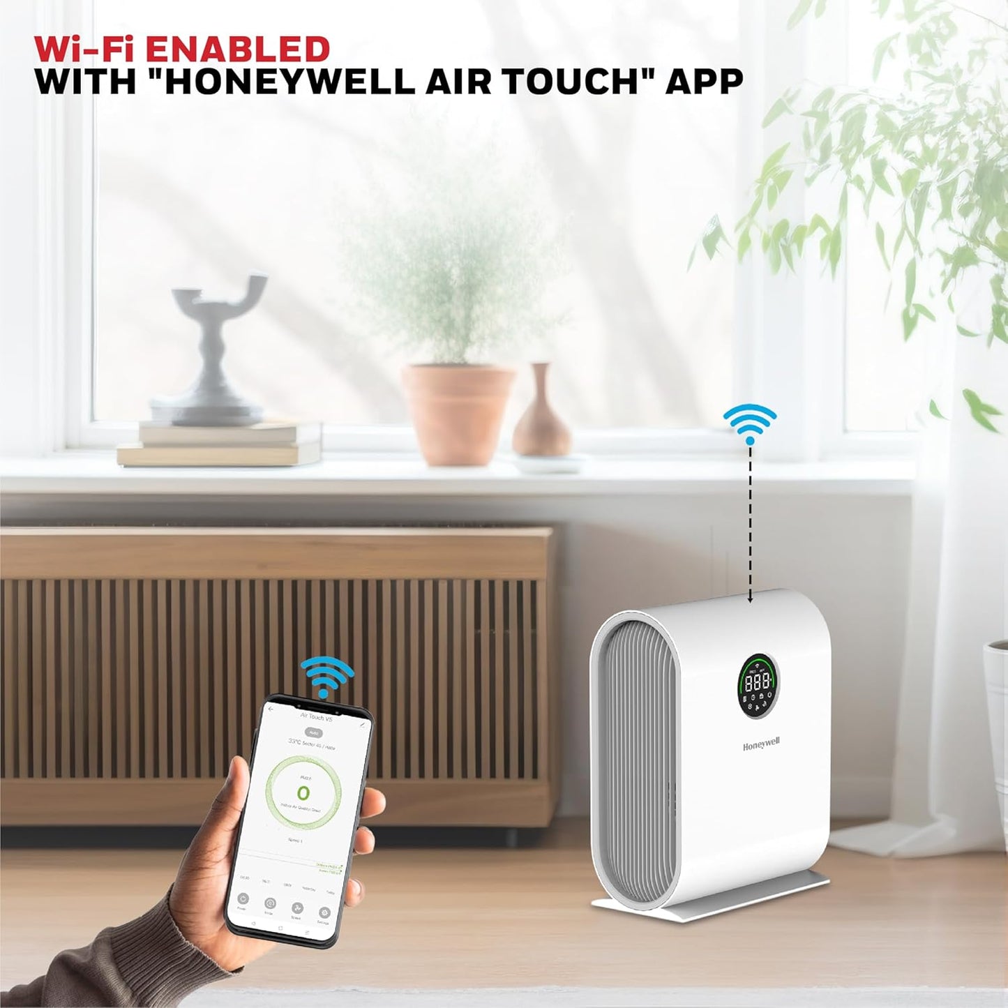 Honeywell Air Touch V5 Smart Air Purifier | 4-Stage Filtration | H13 HEPA Filter | Wi-Fi App & Voice Control | 589 Sq.Ft Coverage | Suraj Electronics Delhi NCR