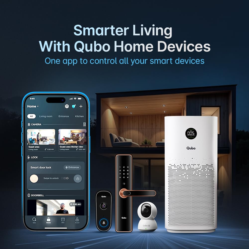 Qubo Smart Air Purifier Q1000 | 4-Layer Filtration | HEPA H13 | QSensAI Smart Mode | App & Voice Control | 1000 Sq. Ft. Coverage | Suraj Electronics