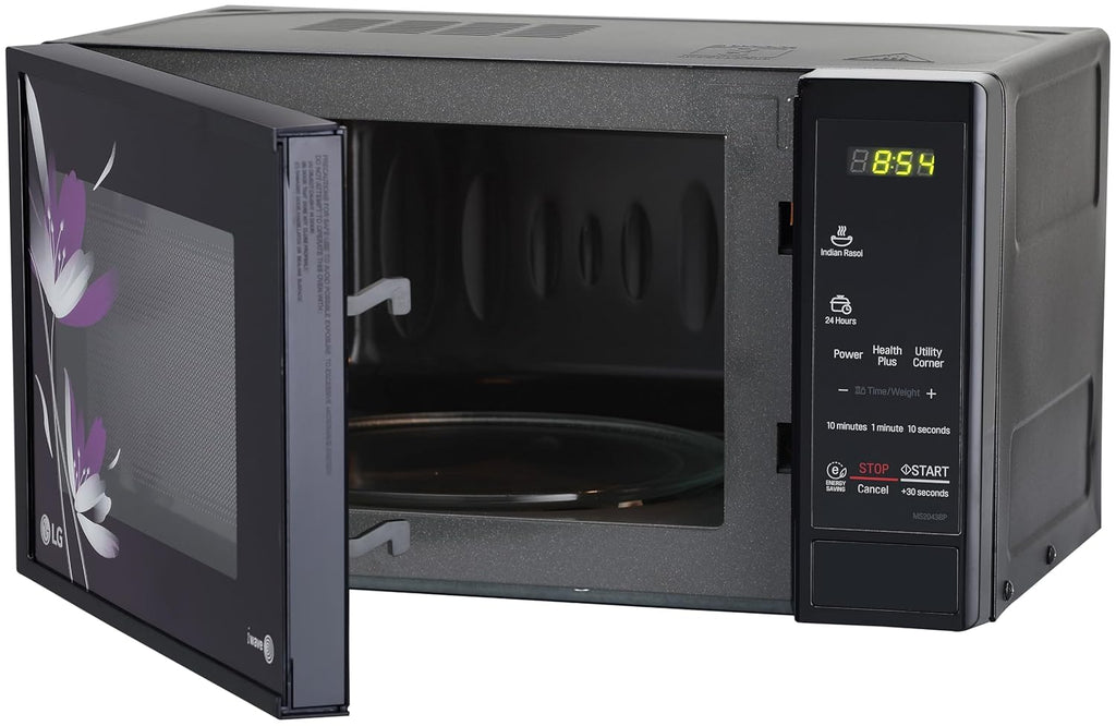 LG MS2043BP 20L Solo Microwave Oven (Black, Polished Finish) with i-Wave Technology, Anti-Bacterial Cavity, 44 Auto Cook Menus & Child Lock – Ideal for Reheating, Defrosting & Healthy Cooking