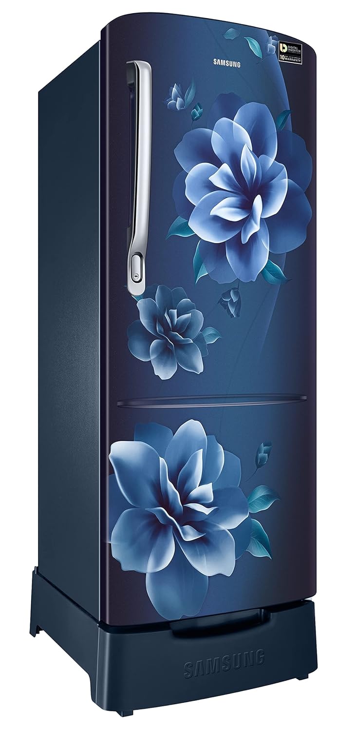 Samsung RR24C2823CU/NL 223L 3 Star Inverter Direct-Cool Single Door Refrigerator Appliance (amellia Blue) Base Stand Drawer