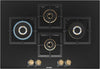 Bosch PNI7B6F20I 4 Burner Built-in Glass Gas Hob – Auto Ignition, Flame Failure Safety, Bevelled Glass, Made in Spain (Black)