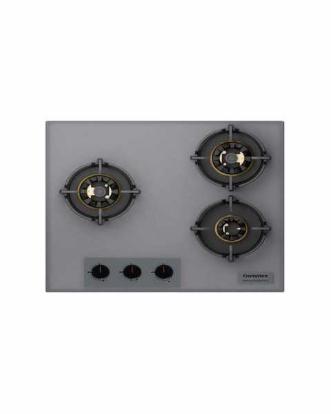 Crompton HOB-SSFB603SP-MBU 60CM Built-In Hob SensoSafe Plus | 3D Brass Burners | Auto Ignition | FFD | Grey Toughened Glass | Suraj Electronics Delhi NCR