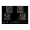 Crompton HOB-OPFB784TI-MBL 78cm 4 Burner Gas Hob – Optime Series with Digital Timer, 3D Flame, Brass Burners, Black