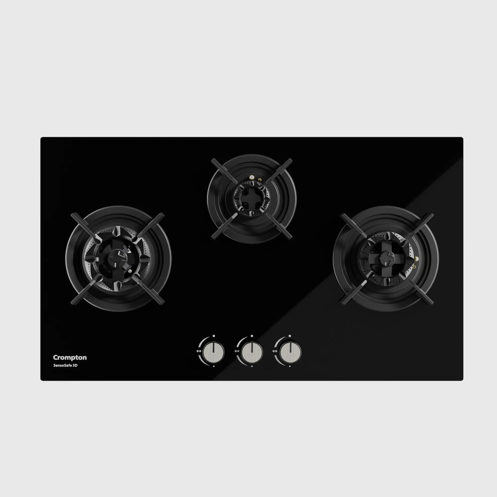 Crompton SensoSafe Hob 3D 78cm 3Burner Midnight Black - HOB-SS3D783-MBL
