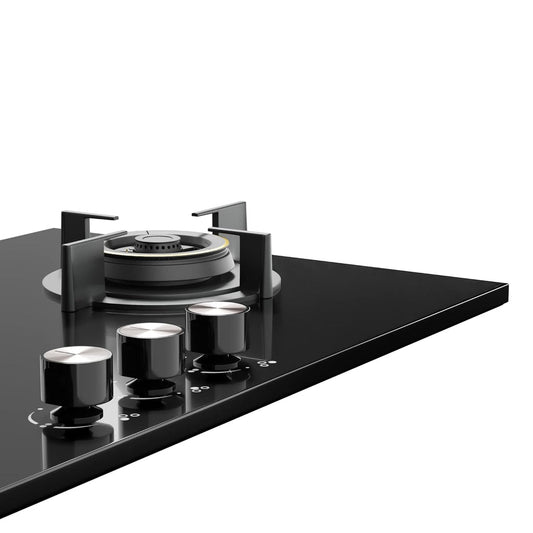 Crompton HOB-SSHB783-MBL Built-In Gas Hob SensoSafe Half Brass 78cm 3 Burners Midnight Black