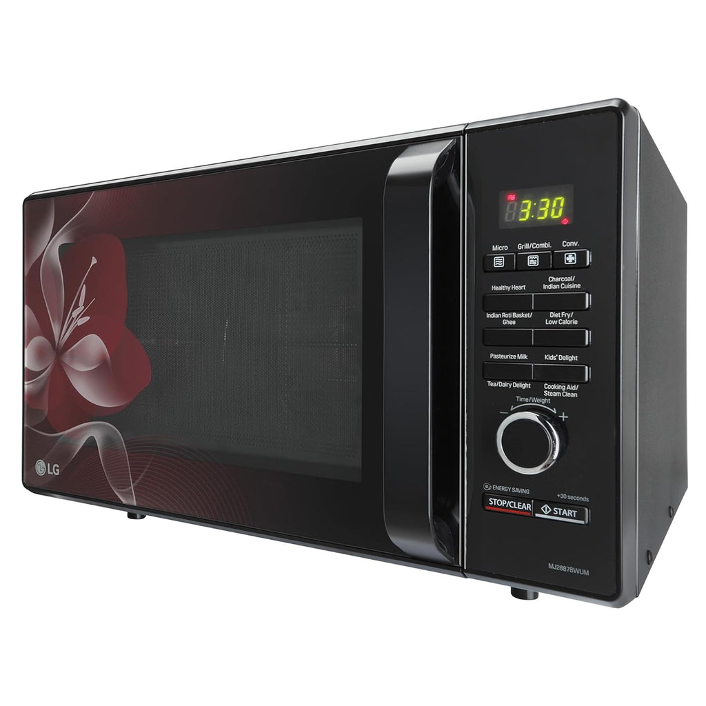 LG MJ2887BWUM 28 L Charcoal Convection Healthy Microwave Oven (Black, 360° Motorised Rotisserie)