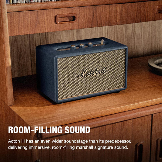 Marshall Acton III Bluetooth Speaker (Midnight Blue) | Gen 3 Stereo Sound, Bluetooth 5.2, RCA & Aux Input | Suraj Electronics Delhi NCR