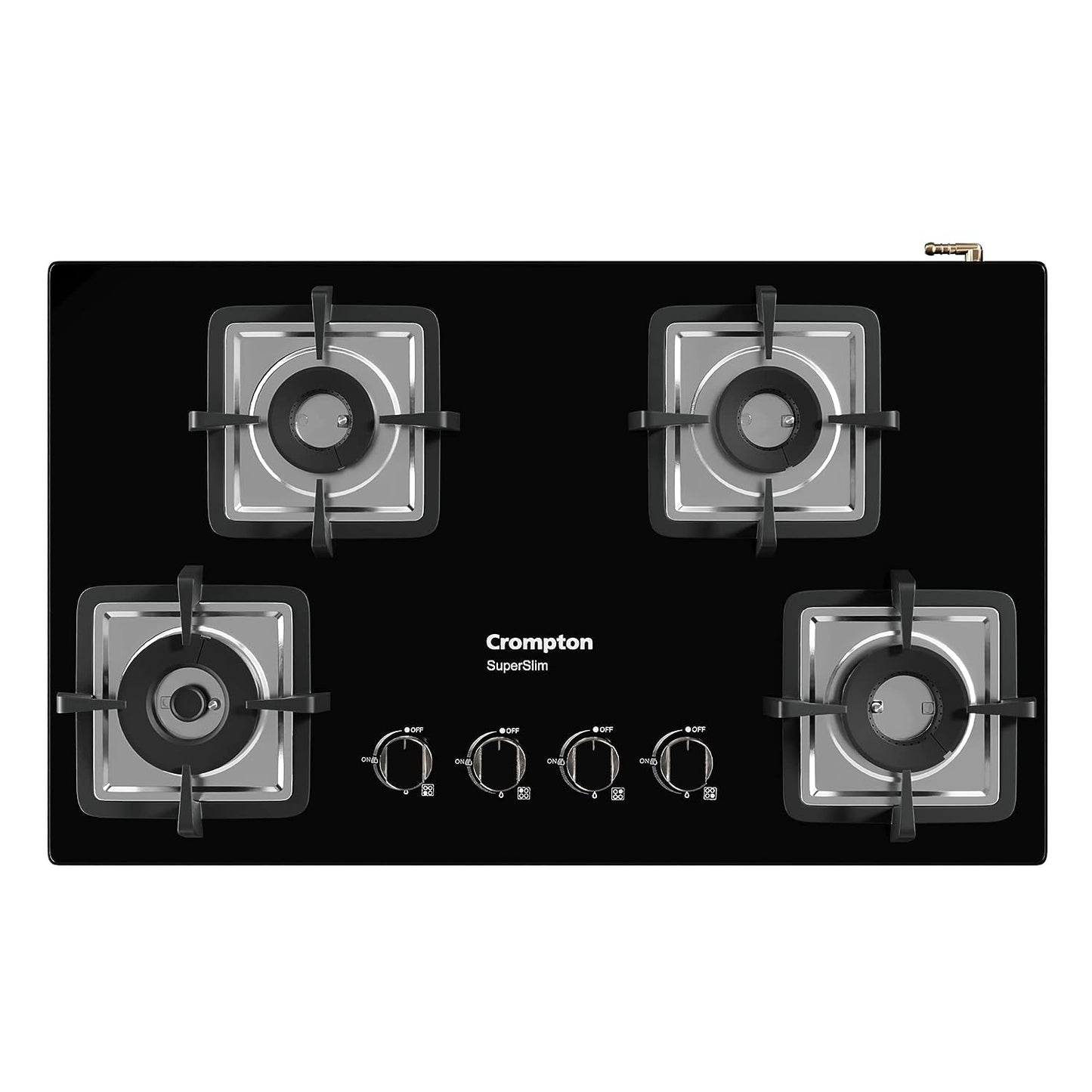 Crompton SuperSlim TAB-SUHB784-MBL 78 cm 4-Burner Hob | Half Brass Burners | Auto Ignition | Toughened Glass | Suraj Electronics Delhi NCR