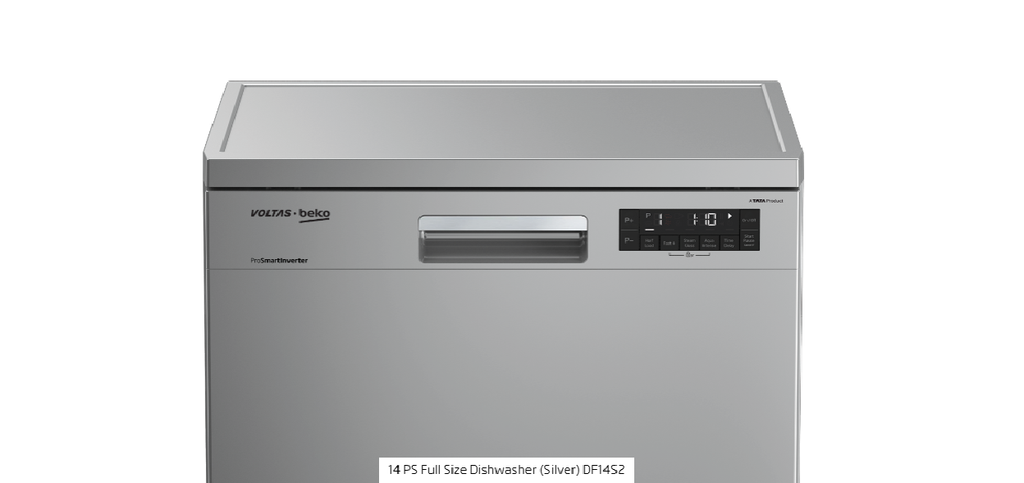 Voltas Beko DF14S2 14 Place Settings Dishwasher | 8 Wash Programs | ProSmart Inverter Motor | AquaFlex & AquaIntense | Silver