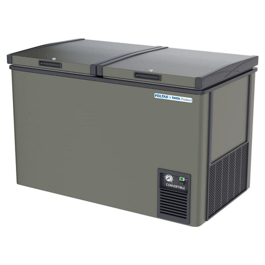 Voltas CVF320 DA4 P2 PL 320 Litre 2-Door Hard Top Deep Freezer | CFC-Free, Castor Wheels, Lockable Storage | 4 Year Compressor Warranty