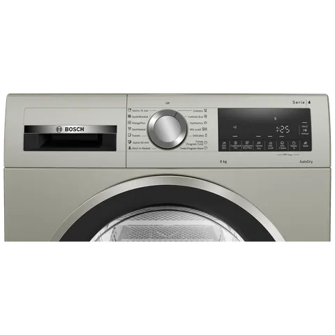 BOSCH WPG23108IN Series 4 8kg Fully Automatic Front Load Condenser Dryer | Sensitive Drying System | AutoDry | Fluff Filter | Silver Inox | Made in India