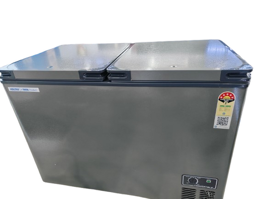 Voltas CVF460 DA5-W-PL 460 L 5 Star Hard Top Deep Freezer with Dual Door, R-290 Refrigerant, Castor Wheels & Lock – White