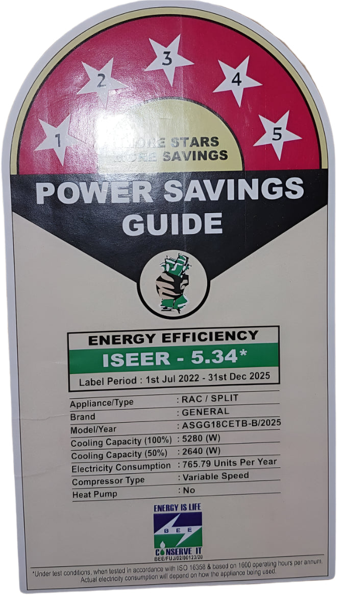 OGENERAL ASGG18CETB-B 1.5 Ton 5 Star Inverter Split AC (2025 Model) | Powerful Cooling | Copper Condenser | PM 2.5 Filter | Free Installation | Only in Delhi NCR
