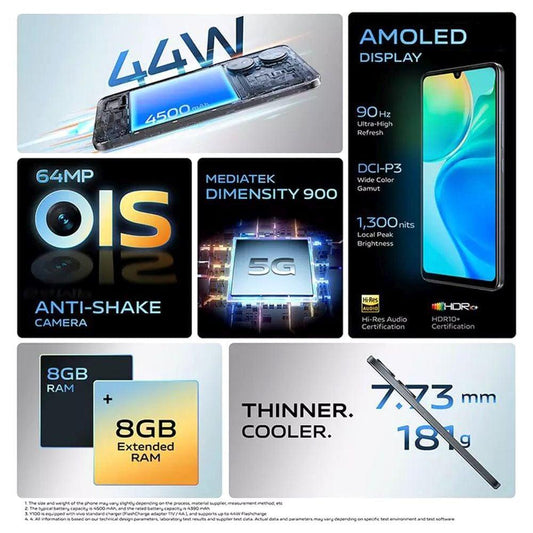 Vivo Y100A 5G 256 GB, 8 GB RAM, Metal Black, Mobile Phone