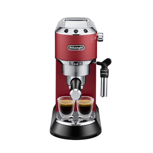 DeLonghi EC685.R 15 Bar Pump Espresso Coffee Machine (1350W, Thermoblock, Milk Frother, Compact Design, Red) – Barista-Style Coffee at Home