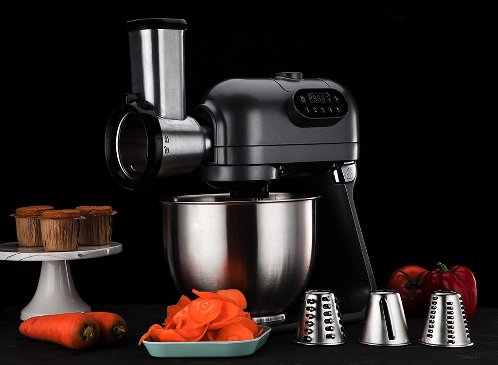 Hafele Klara Highline 1000W Stand Mixer with 5.5L Stainless Steel Bowl, Blender Jar & 3 Attachments (Grey) – Multifunction Kitchen Machine for Dough Kneading, Whisking, Slicing & More