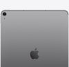 The back of a silver Apple iPad showing the rear camera lens and the Apple logo in the center, set against a plain light gray background.
