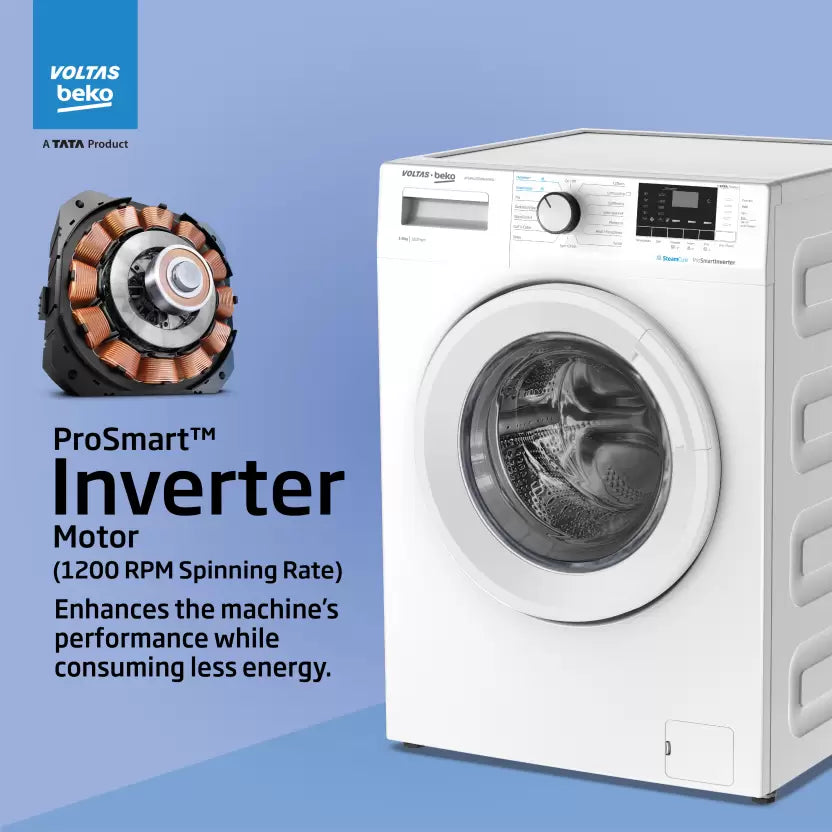 Voltas Beko WFL8012B7JVBKA/WXV 8 kg Front Load Washing Machine | SteamCure™ | StainExpert™ | In-Built Heater | Suraj Electronics Delhi NCR