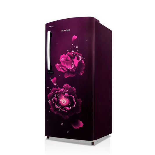 Voltas Beko RDC220B/W0FPE0M 185L 4 Star Direct Cool Single Door Refrigerator (Dahlia Wine) – FreshBox™, SafeBox™, FlexLift™, Toughened Glass Shelves