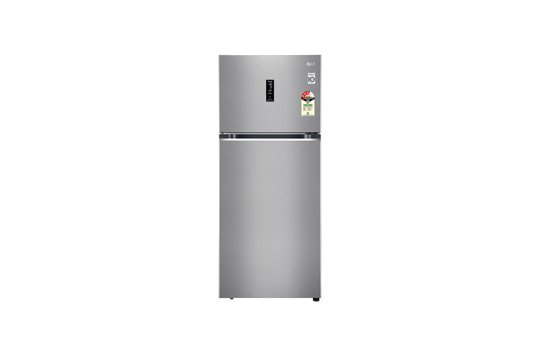 LG 398L Double Door Refrigerator, Convertible, Wi-Fi, Door Cooling™, Shiny Steel Finish, 3 Star — GL-T422VPZX — product view
