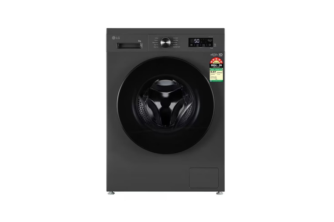 LG 8 Kg Front Load Washing Machine with 6 Motion DD, Steam Wash, Middle Black, 5 Star — FHB1208Z4M — product view