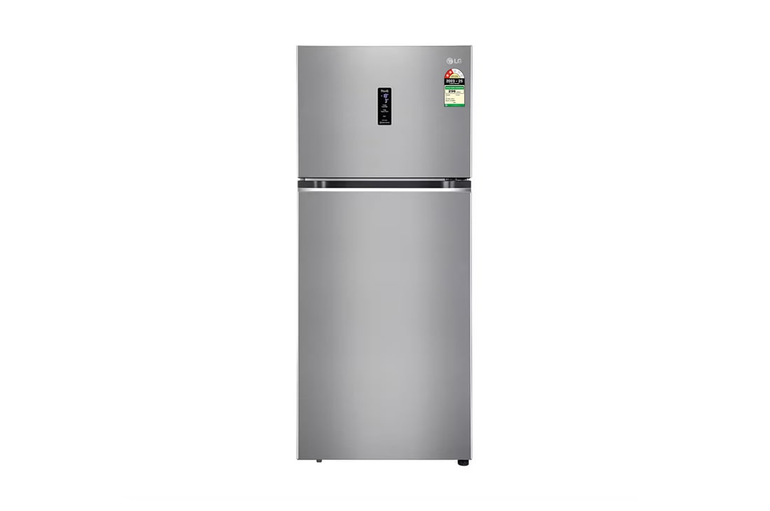 LG 466L Double Door Refrigerator, Door Cooling™, Smart Inverter Compressor, Shiny Steel, 2 Star — GL-T492MPZY — product view